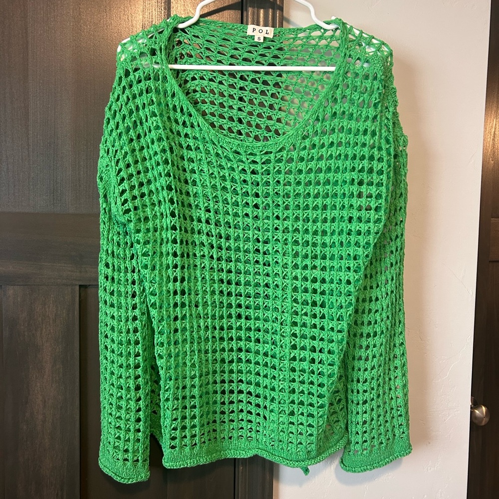 POL Vibrant Green Crochet Sweater